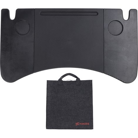 Bureau d'ordinateur portable de voiture en Fiber de carbone, plateau de Table alimentaire pliable multifonctionnel pour les repas, le travail et les voyages en plein air (1/5)