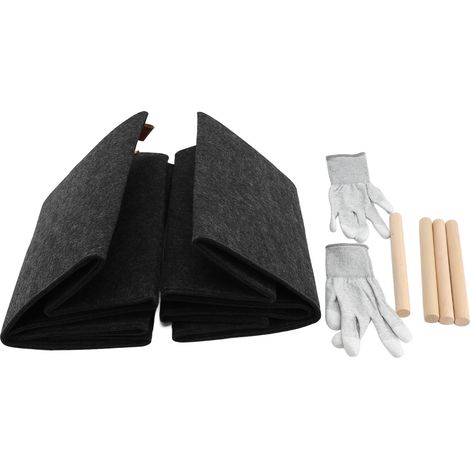 Panier à bois de chauffage en feutre, 2 pièces, avec poignées en bois et poche avant, sac de rangement pliable polyvalent, gris foncé (1/2)