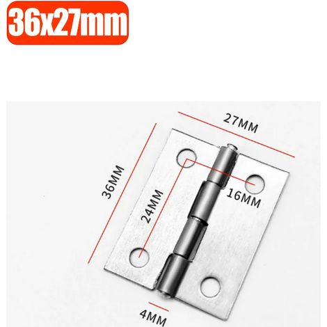 (36 x 27 mm - 2 pièces) Charnières en acier inoxydable pour portes de meubles, placards, fenêtres, boîtes en bois, tiroirs et autres meubles. Quincaillerie et outils inclus. (1/5)