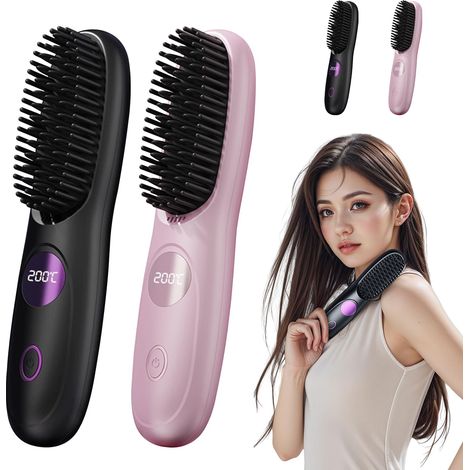 Lisseur Cheveux Courts - Rechargeable Sans Fil - 3 Niveaux Température 160-200°C - Chauffage Rapide 30s - Set De 2 (1/5)