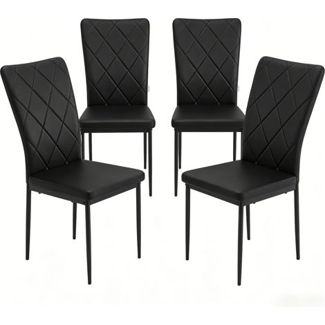 Chaises de salle à manger en faux cuir vintage noir, cadre métal, lot de 4 (1/5)