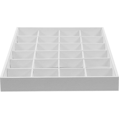 Plateau à bijoux empilable en cuir PU, organisateur de tiroir à bijoux, plateau de rangement pour bagues et boucles d'oreilles-35X24X3CM-White 3 (1/3)