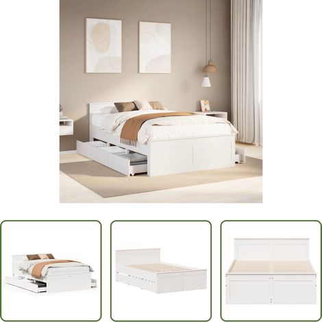Cadre de lit - Cadre de lit sans matelas avec tête de lit blanc 120x190 cm pin (1/5)