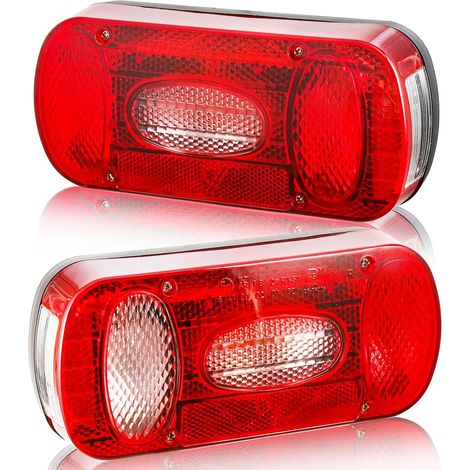Set of 12 V E4 Approved 2 x Halogen Tail Light Trailer Caravan with Waterproof Reversing Fog Light for Trailer Truck (1/5)