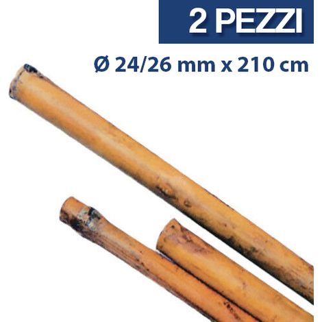 TUTORE SUPPORTO CANNA BAMBU BAMBOO CM 210 SOSTEGNO ORTAGGI PIANTE 2 PEZZI 17696V MM 24/26 (24487)