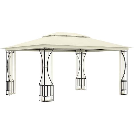 Tonnelle Barnum de Jardin, Pavillon, Pergola, Tente de jardin, avec moustiquaire 300x400x265 cm Crème OIB2088E (1/5)