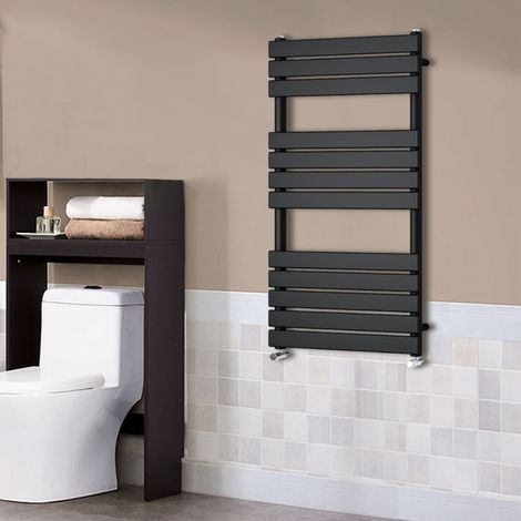 Flat Panel Heated Towel Rail Bathroom Rad Radiator Black 1200x600mm