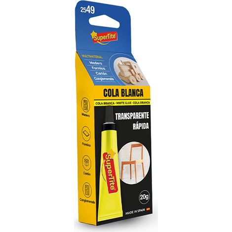 Colla bianca ad alta resistenza e asciugatura rapida con finitura trasparente per legno, cartone, formica e truciolato 20g SUPER