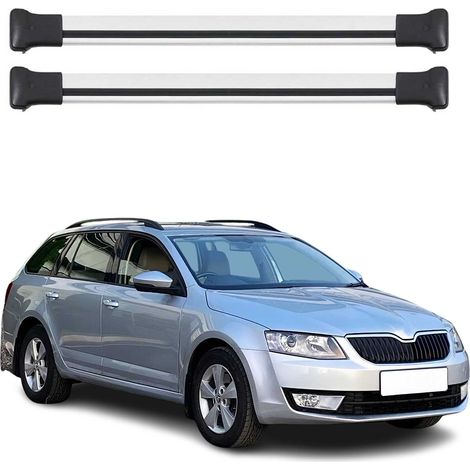 OMAC Barres de toit en aluminium pour Skoda Octavia III Scout 2013-2019 – Charge max 75 kg – 2 barres Argent (1/5)