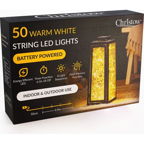 LED Battery Christmas Lights with Timer (Clear Cable) (1/5)