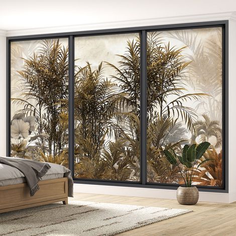 Papier peint panoramique Trompe l'oeil baie vitrée - Jungle - 130 cm x 78 cm (1/5)