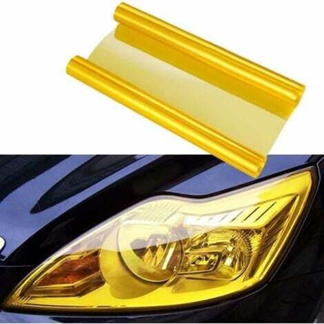 (Yellow) Self-adhesive vinyl film - 30.5 x 122 cm - for car fog lights and taillights (1/4)