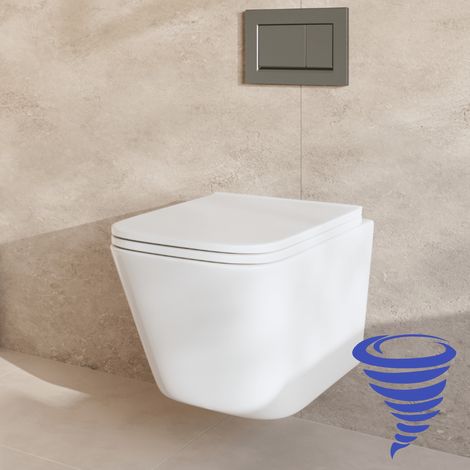 LOMAZOO Pack WC suspendu avec réservoir encastré carré blanc - (1/5)