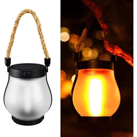 Lanterna solare con effetto fiamma, lanterna decorativa da giardino, lampada da campeggio, funzione di ricarica USB, lanterna da giardino impermeabile con effetto fiamma tremolante (1/5)