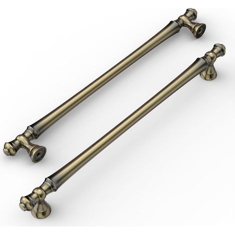6 Pièces Poignées de Meuble Bronze Vert Vieilli Entraxe 228mm en Alliage de Zinc avec Vis pour Cuisine Tiroirs Armoires UK0017 (1/5)