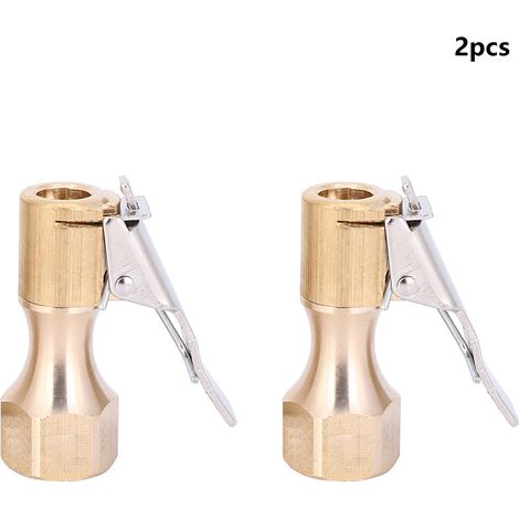 2 pièces Embout de pompe à filetage interne 1/4 pouce, clip en cuivre, connecteur de valve de mandrin d'air, accessoire pour vélos (1/4) (1/5)