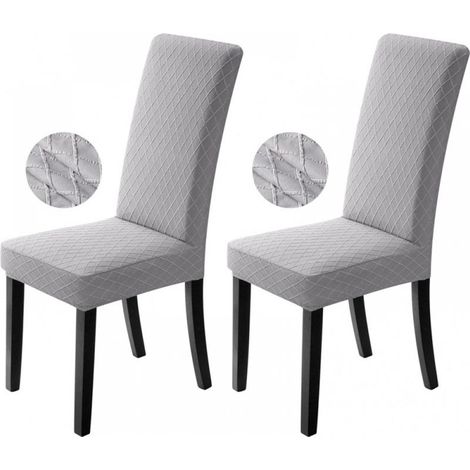 Housses de chaise extensibles 2 pièces Gris clair Lavables Amovibles pour Restaurant Bureau Hôtel Mariage (1/5)