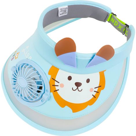 Casquette visière enfant avec ventilateur rechargeable USB - Large bord et design respirant pour garçons et filles, idéale pour les jeux en extérieur, la plage, le parc, bleu clair (1/3)