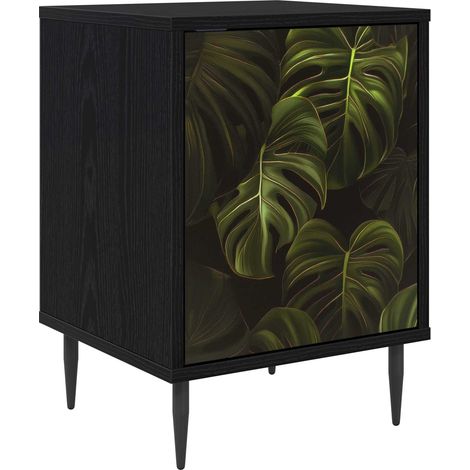 Mesa de noche ELBURG Roble Negro 36 x 33 x 51 cm vidaXL