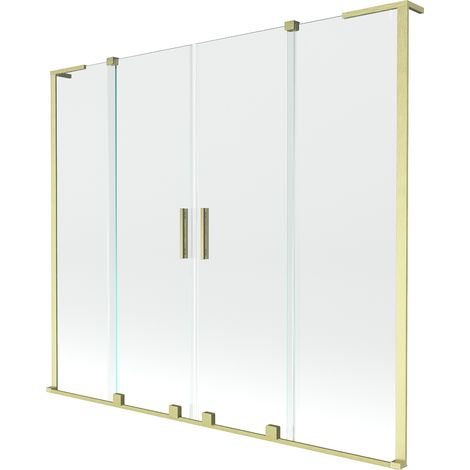 Mexen Velar L Duo Wannenschirm 2-teilig verschiebbar 200 x 150 cm, transparent, gold gebürstet - 896-200-003-02-55 (1/2)