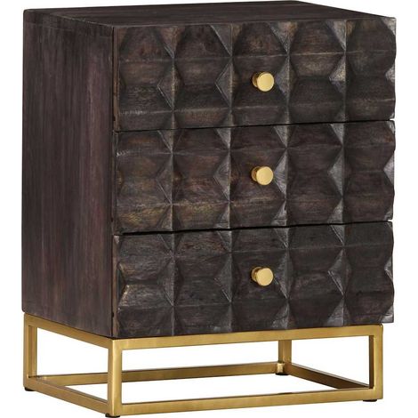 vidaXL Mesita de noche de madera maciza de mango negro 40x30x50 cm (1/5)