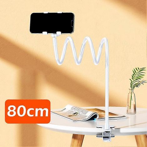 Support pliable et flexible pour le streaming en direct, adapté aux téléphones portables et aux tablettes, 80 cm, blanc. (1/5)