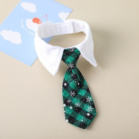 Cravates pour animaux de compagnie, cravates pour chiens, Costume réglable, collier pour chien, accessoires de fête, Costumes de noël(Plaid noir et vert L) (1/5)