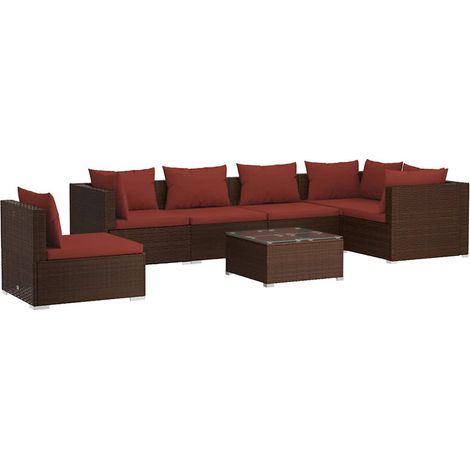 Maison Exclusive - 7-tlg. Garten-Lounge-Set mit Kissen Poly Ratta (1/5)