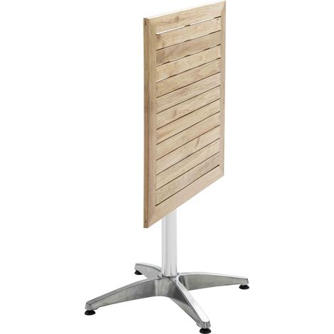 Oviala – Table de jardin aluminium et bois carrée 70x70 cm – Plateau inclinable – Structure légère et durable – Idéale pour professionnels CHR (1/5)