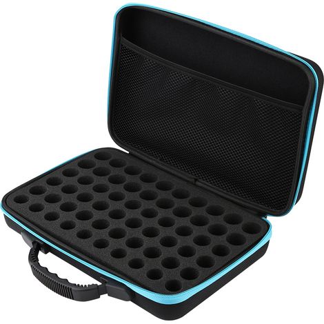 Étui rigide de transport pour huiles essentielles, 60 flacons adapté aux 5ml et 15ml (Bleu) (1/5)