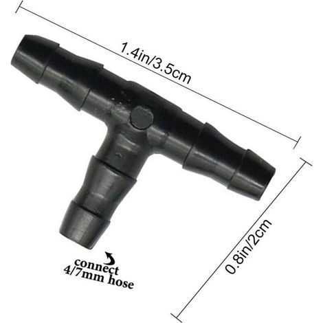 100 Pcs Tee Raccord de Tuyau 4/7mm- T Raccord Connecteur PVC d'arrosage Buse d'atomisation Goutte à Goutte Micro Spray Irrigation Joint pour Tuyau Systèmes Automatique Outil (1/3)