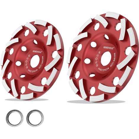 Lot de 2 Meule Diamantée 125 x 22,2 mm Double Rangée, Disque Diamant pour Béton, Pierre, Maçonnerie, Granit etc, Compatible avec meuleuses d'angle