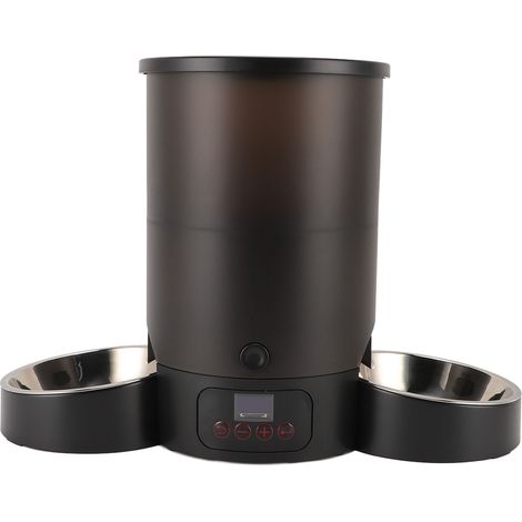 Mangeoire Automatique pour Chat 3L Grande Capacité Facile à Nettoyer Mangeoires pour Chiens Intelligentes avec Bol en Acier Inoxydable pour Animaux de Compagnie Chiens Chats Noir Double (1/5)