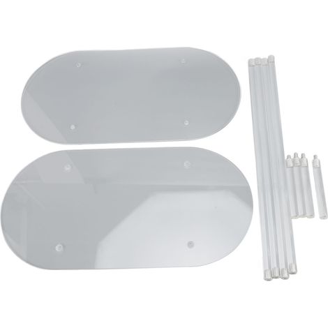 Table d'appoint acrylique transparent 2 niveaux ovale moderne détachable 40x20x50cm pour salon chambre bureau (1/5)
