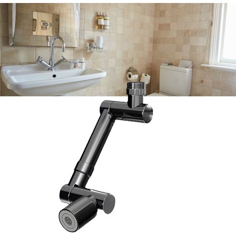 Universelle Wasserhahnverlängerung, spritzgeschützter Auslauf, universeller Drehanschluss, neuartiger drehbarer Roboterarm für Wasserreiniger (schwarz) (1/5)