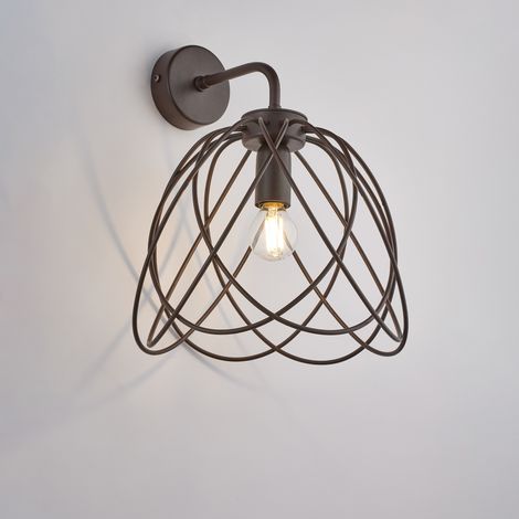 Applique in ferro laccato nero con decorazione effetto ruggine 1 luce H.31 - L.25 - P.26