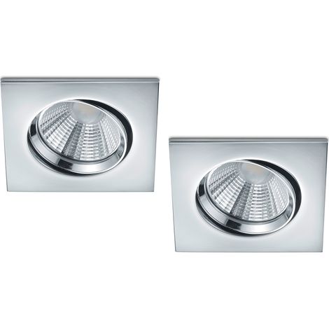 LED Einbaustrahler Decke 2er Set eckig schwenkbar dimmbar Chrom glänzend 5,5W (1/4)
