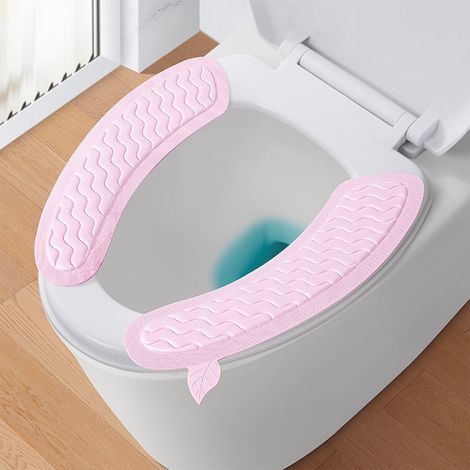 Tapis De Toilette - En Polyester Épais - Antidérapant Et Imperméable - Pour Siège De Toilette Standard - Rose - Lot De 2 (1/5)