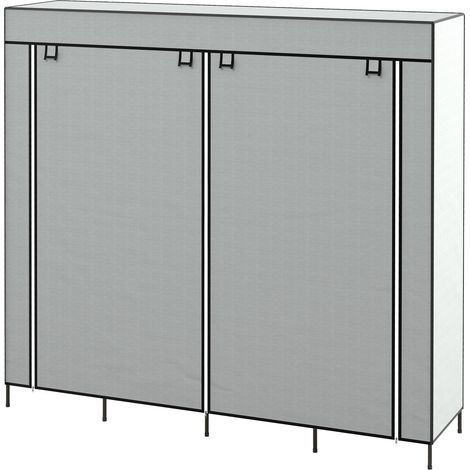 Stoffschrank Kleiderschrank Mit Kleiderstange, 10 Fächern, 4 Schubladen, Garderobe In Vlies-Optik, Dunkelgrau