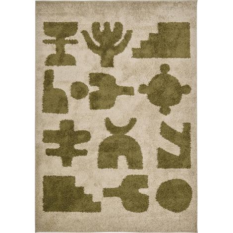 Tapis de Salon Déco "Nyero" 160x230cm Kaki (1/5)