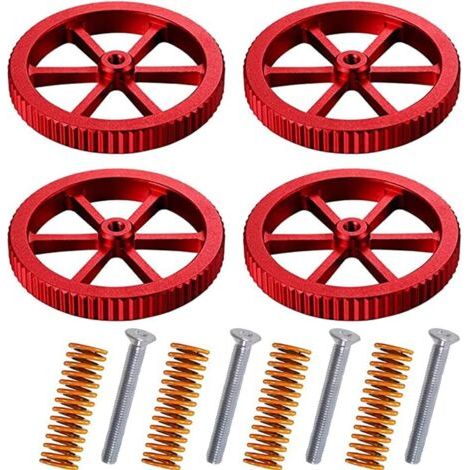 4 Pièces Écrous de Mise à Niveau en Aluminium compatibles avec Les imprimantes 3D Ender 3/3 Pro/3 V2, 5/5 Plus/Pro, CR 20 INCL 4 Ressorts de Matrice de lit Chaud pour imprimante 3D - Rouge (1/5)