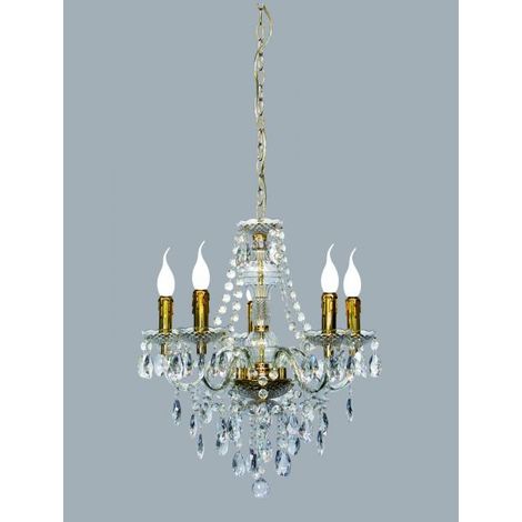LUSTER LAMPADARIO 5 LUCI ORO D.52CM ATTACCO E14 (1/10)
