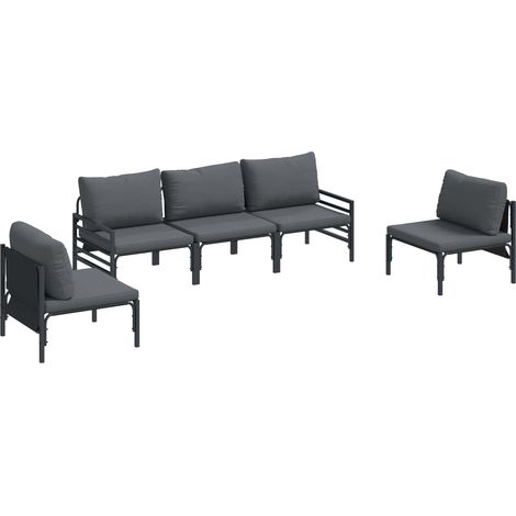 Maison Exclusive - Set Divano da Giardino 5 pz Nero Acciaio (1/5)