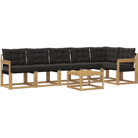 Set di divani da esterno con cuscino 7 pcs Bianco e Nero vidaXL (1/5)