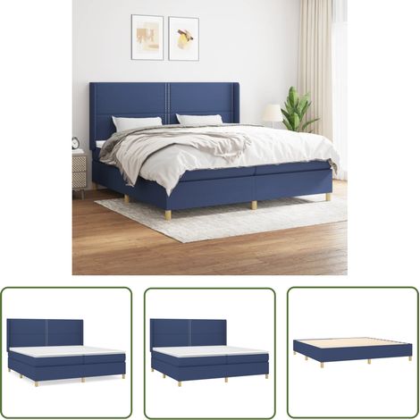 Lit adulte Moderne,Lit à sommier tapissier et matelas Bleu 200x200 cm Tissu -83131 (1/5)