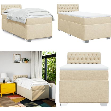 Boxspringbett mit Matratze Creme 80x200 cm Stoff - Boxspringbett - Doppelbett - Cremefarbenes Bett - Bettsofa - Schlafsystem - Home & Living (1/5)