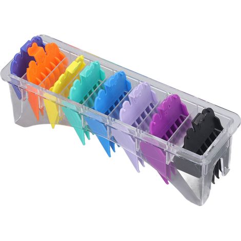 Lot de 8 sabots de guidage multicolores professionnels pour tondeuse électrique, destinés aux salons de coiffure. (1/5)