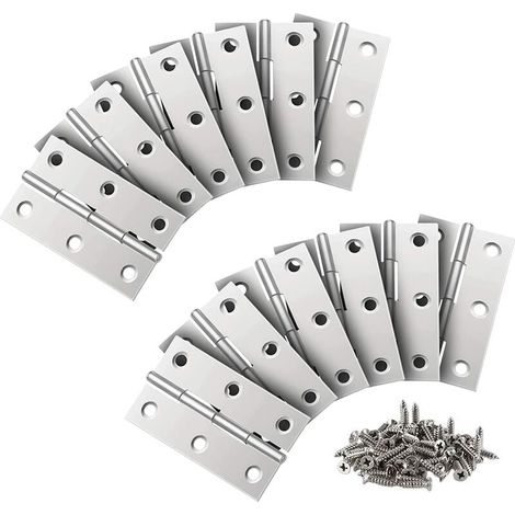 24 pièces 3 pouces 66x37mm cadeau vis en acier inoxydable petite charnière porte d'armoire pliante à feuilles mobiles,Pour meubles de maison, portes et fenêtres, etc. (1/5)