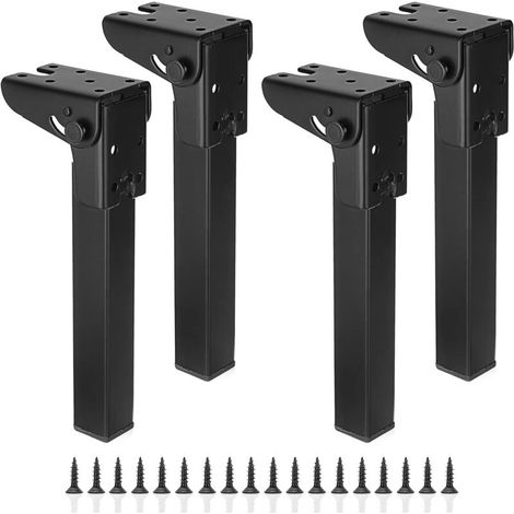 Ensemble de 4 pieds de table pliables à 90° en fer avec charnières autobloquantes pour meubles de table basse en métal de 20 cm