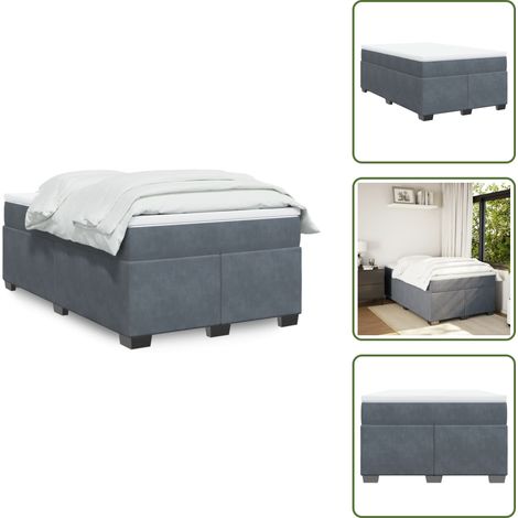 Sommier à lattes de lit et matelas Gris foncé 120x200cm Velours - Lit Double - Lit Avec Sommier - Matelas À Ressorts Ensachés - Lit Velours - Literie (1/5)